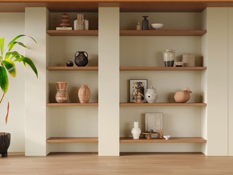 现代书柜 书架 壁龛 饰品摆件su模型