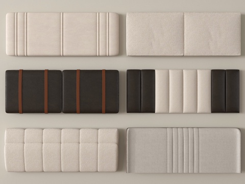  现代床靠背 床品 床头3d模型 