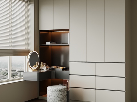 现代衣柜 梳妆台su模型