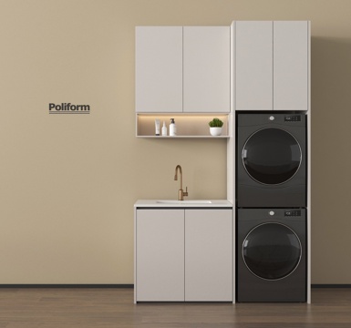 现代洗衣机柜 阳台柜 洗衣机 烘干机 卫浴用品su模型