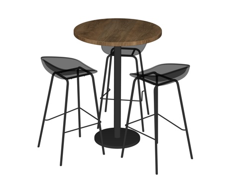 现代圆形吧台桌椅su模型