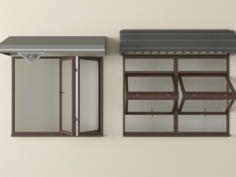 现代中古折叠窗 上下折叠窗 推拉窗 头面su模型