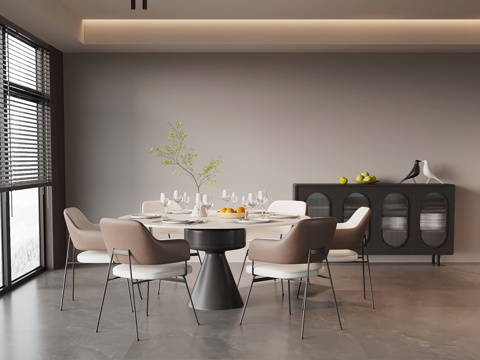 现代意式餐厅 餐桌椅 包间 包厢su模型