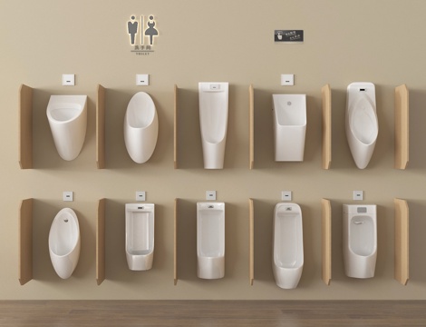 小便斗 小便池 小便器su模型