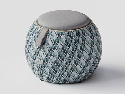 DEDON - 现代户外墩 凳子 脚踏 藤编圆形茶几 边几su模型