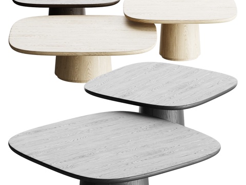  现代意式实木茶几组合3d模型 