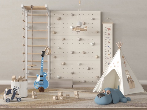 现代儿童器材 儿童帐篷 攀爬架 儿童玩具su模型