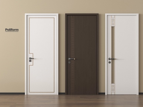 新中式单开门 平开门 卧室门 木门su模型