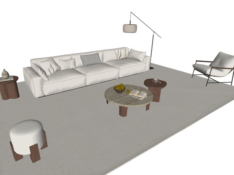 现代中古风沙发组合su模型