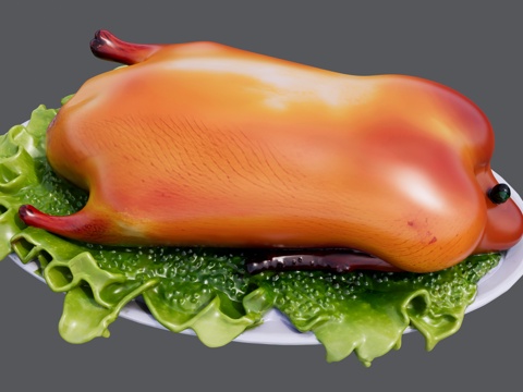 一盘油亮亮的烤鸭su模型