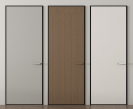 现代单开门 隐形门 卧室门 极简边框门 木门su模型