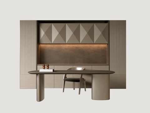 意式书柜 书桌 书房su模型