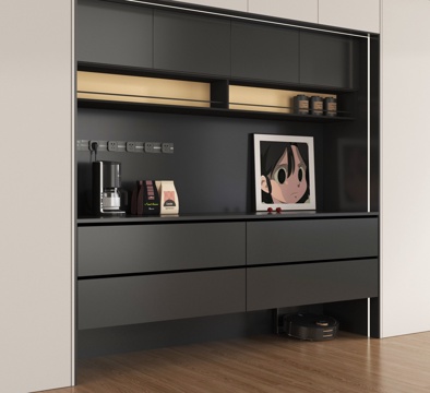 现代餐边柜 茶水柜 吊柜su模型