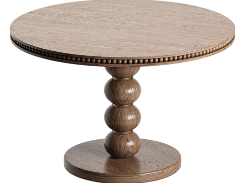 木质圆形餐桌su模型