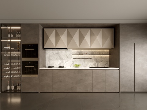 复古餐边柜 现代餐边柜 侘寂现代餐边柜su模型