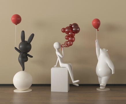 现代雕塑摆件 兔子摆件 卡通摆件su模型