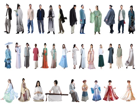 新中式古装人物 古风人物 汉服人物 旗袍美女 古装美女 男人su模型