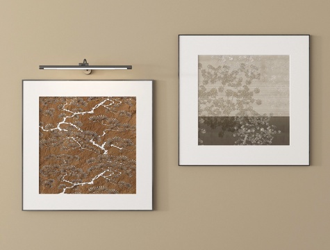 新中式挂画 装饰画组合su模型