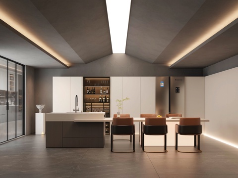  现代餐厅3d模型 