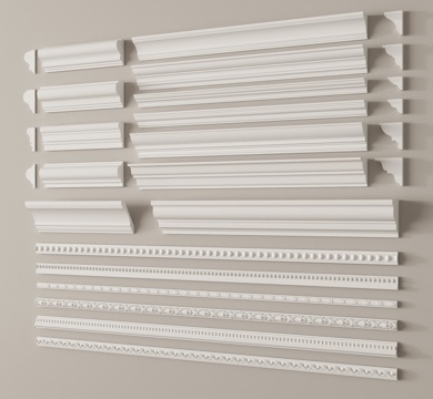 法式石膏线 石膏线条 阴角线 踢脚线su模型