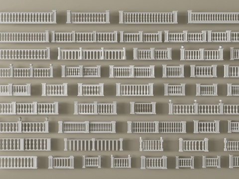 欧式栏杆 护栏 阳台护栏 宝瓶柱子su模型