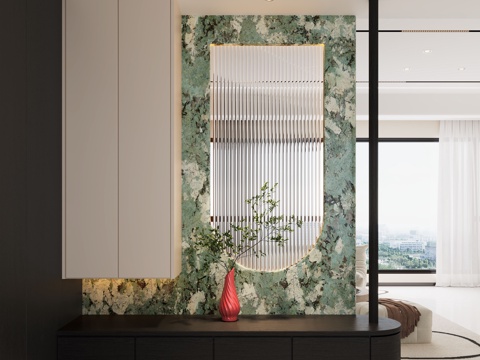 现代入户玄关 装饰玄关 玄关背景 玄关隔断 玄关装饰柜su模型