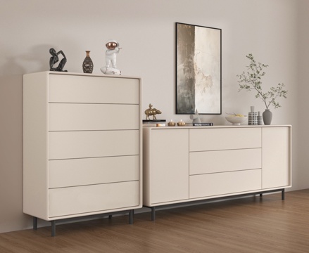 现代入户玄关柜 奶油风斗柜 五斗柜 边柜su模型