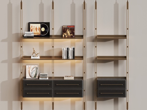 现代样板轻奢书架书柜支架su模型