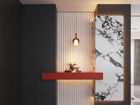 现代入户玄关 装饰玄关 玄关背景 玄关隔断 玄关装饰柜su模型