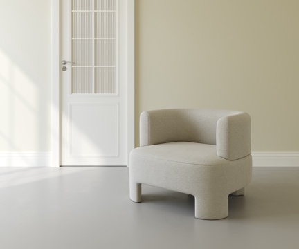 现代奶油单人沙发su模型