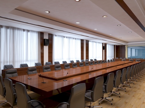  现代党支部会议室 会议室音响会议室3d模型 