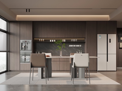  意式餐厅 餐桌椅 酒柜 餐边柜3d模型 