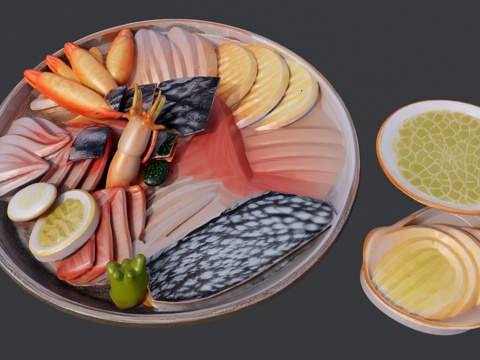 海鲜生鱼片拼盘组合菜品su模型
