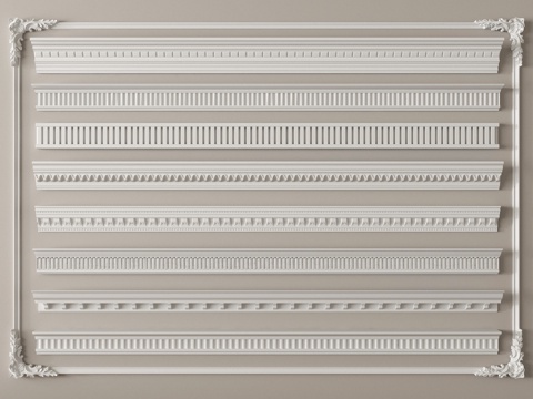 法式石膏线 石膏线条 雕花su模型