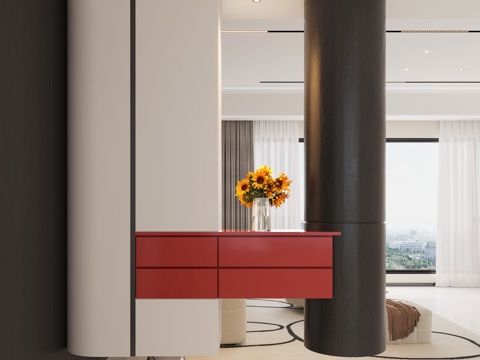 现代入户玄关 装饰玄关 玄关背景 玄关隔断 玄关装饰柜su模型