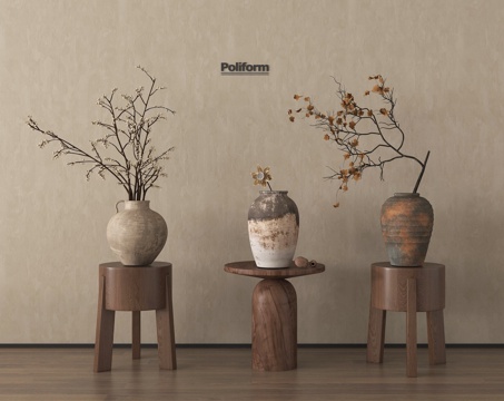 中古风花艺 花架 花瓶 花卉花艺 花几su模型