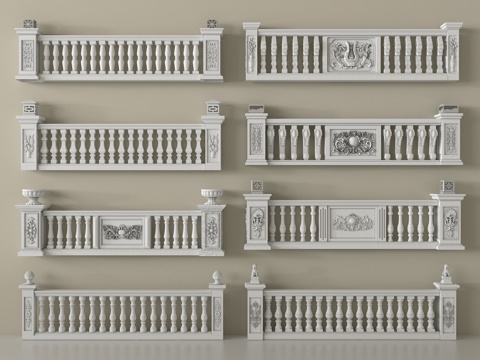 中式护栏 新中式护栏 围栏su模型