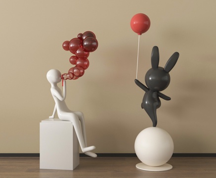 现代雕塑摆件 兔子摆件 卡通摆件su模型