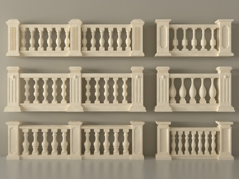 欧式栏杆 护栏 阳台护栏 宝瓶柱子su模型