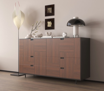 现代入户玄关柜 奶油风斗柜 五斗柜 边柜su模型