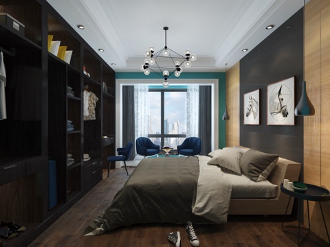  现代主卧主人房3D模型3d模型 