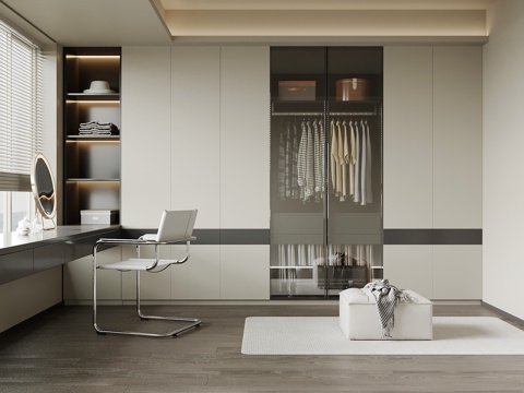 现代衣帽间 衣柜su模型