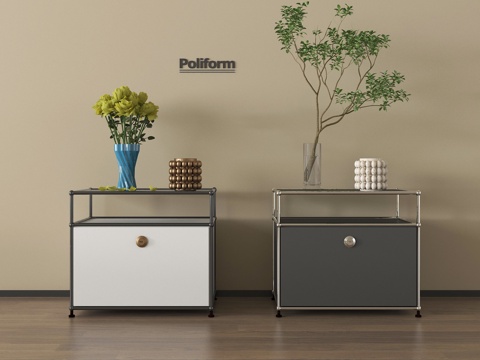 现代床头柜 边几角几 置物架 摆件su模型