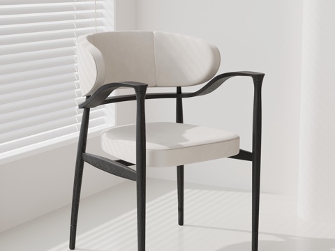 现代中古餐椅 休闲椅 椅子 单椅su模型