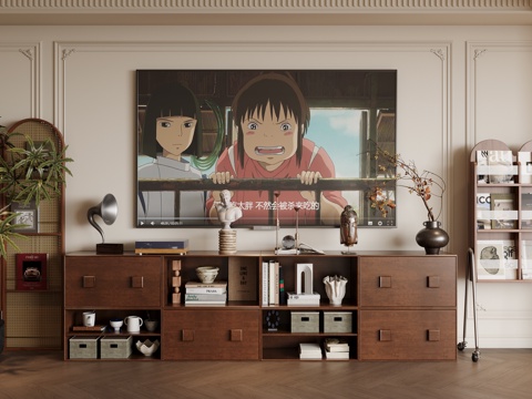 中古风电视矮柜su模型