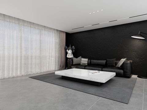 客厅 现代意式客厅su模型