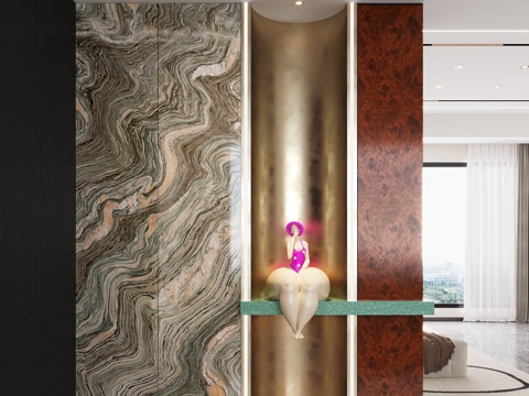 现代入户玄关 装饰玄关 玄关背景 玄关隔断 玄关装饰柜su模型