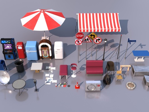  现代城市室外用品3d模型 