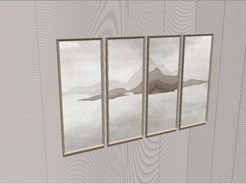 新中式挂画su模型