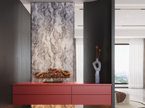 现代入户玄关 装饰玄关 玄关背景 玄关隔断 玄关装饰柜su模型